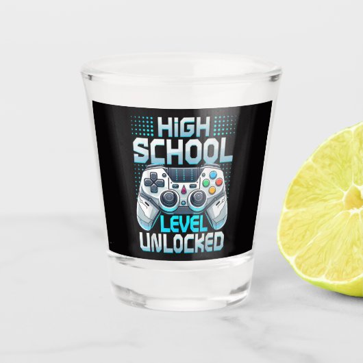 Eerste dag van de middelbare school ontgrendeld shot glas (Voorkant)