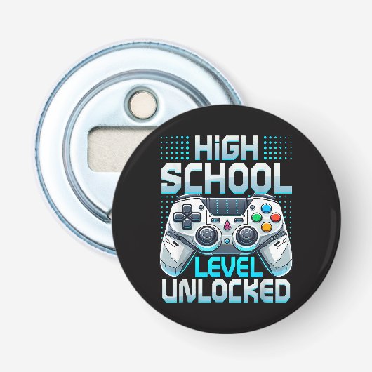 Eerste dag van de middelbare school vrijgespeeld  button flesopener (Voorkant)