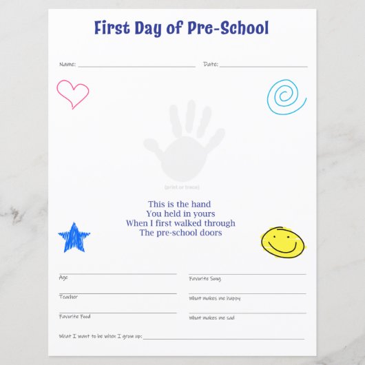 Eerste dag van de pre-school print (Voorkant)