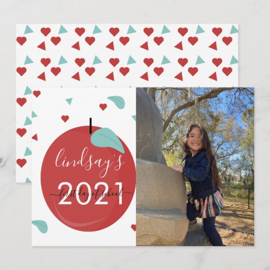 Eerste dag van de Rode-scholierenfotokaart Apple o Kaart (Voorkant / Achterkant)