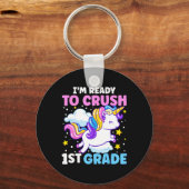 Eerste dag van de school ben ik klaar om de eerste sleutelhanger (Voorkant)