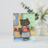Eerste dag van de school - Cute Teacher Cat Art Briefkaart (Staand voorkant)