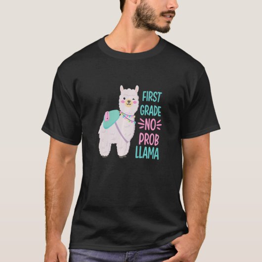 Eerste dag van de school: geen prob llama t-shirt (Voorkant)