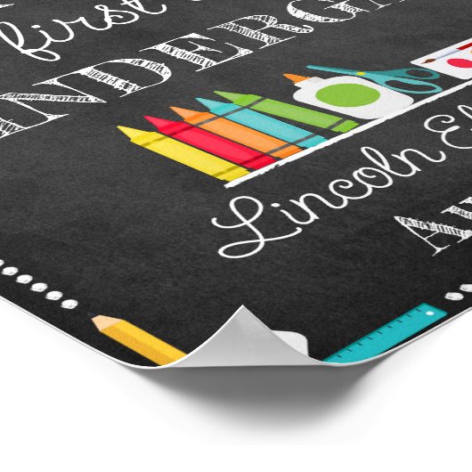 Eerste dag van de school gepersonaliseerde bewerkb poster (Hoek)