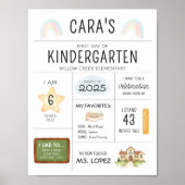 Eerste dag van de school Kindergarten Sign Poster (Voorkant)