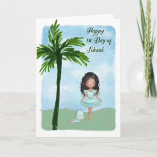 Eerste dag van de School met het jonge donkere hui Kaart