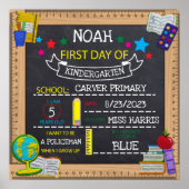 Eerste dag van de school Vul in Blanks Chalkboard Poster (Voorkant)
