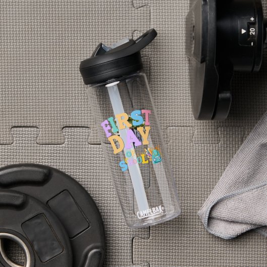 Eerste dag van de school waterfles met naam (Sportschool (Gedraaid)  )