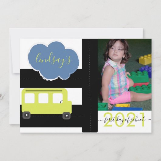 Eerste dag van de schoolbuskaart kaart (Voorkant)
