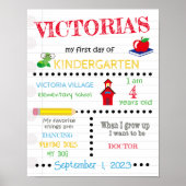 Eerste dag van de schoolkinderen Naam Datum Poster (Voorkant)
