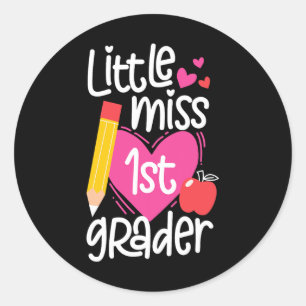 Eerste dag van de schoolkleine Miss 1st Grader Gir Ronde Sticker