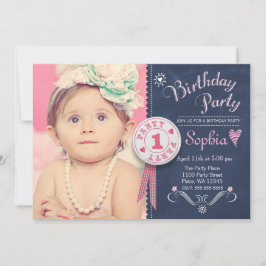 Eerste dag van de Uitnodiging Meisje Chalkboard