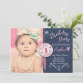 Eerste dag van de Uitnodiging Meisje Chalkboard (Staand voorkant)