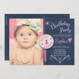 Eerste dag van de Uitnodiging Meisje Chalkboard