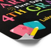 Eerste dag van de vierde klas schoolbord - meisje  poster (Hoek)