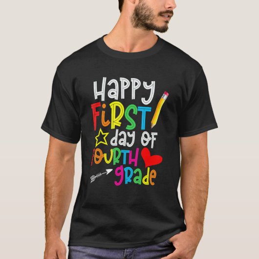 Eerste dag van de vierde klas van de leraar terug t-shirt (Voorkant)