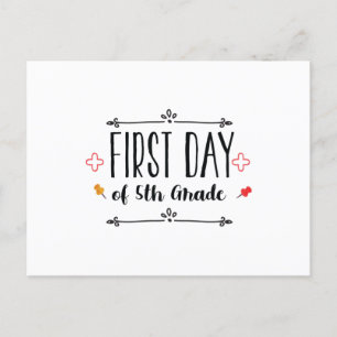 Eerste dag van de vijfde graad briefkaart