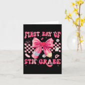 Eerste dag van de vijfde klas Coquette Bow Pencil  Kaart (Gele Bloem)