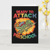 Eerste dag van de voorschoolse dinosaurus naar sch kaart (Gele Bloem)