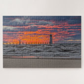 Eerste dag van de zonsondergang van de Herfst Legpuzzel (Horizontaal)