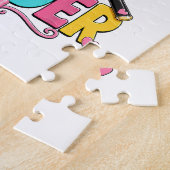 Eerste dag van derde kleine juf 3e klas legpuzzel (Zijkant)