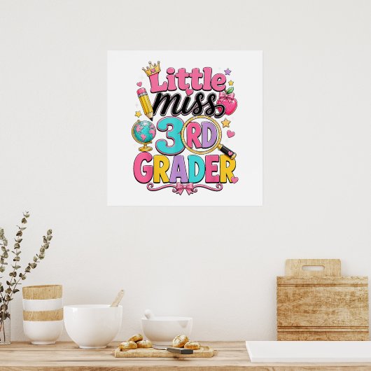Eerste dag van derde kleine juf 3e klas poster (Keuken)