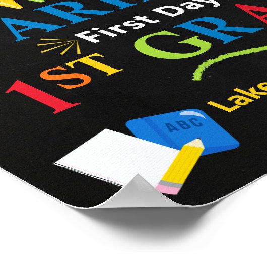 Eerste dag van eerste klas schoolbord - 1e klas poster (Hoek)