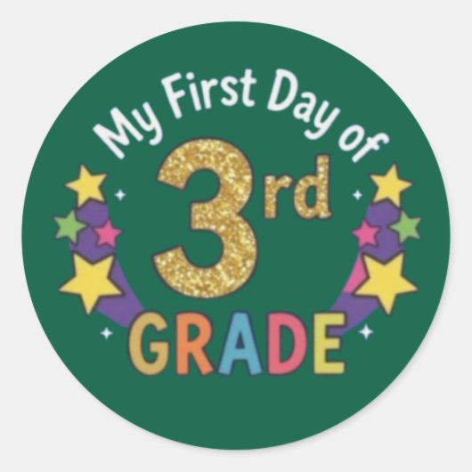 Eerste dag van groep 5 ronde sticker (Voorkant)