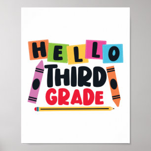 Eerste dag van Hallo derde klas leraar Poster