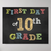 Eerste dag van het 10e Gradenbord — Chalkboard Poster (Voorkant)