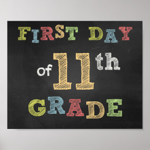 Eerste dag van het 11e klassebord — Chalkboard Poster