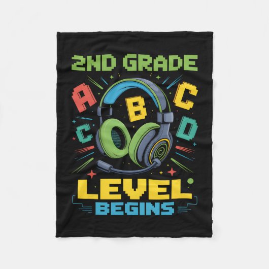 Eerste dag van het 2e leerjaar begint shirt gamer fleece deken (Voorkant)