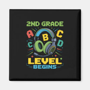 Eerste dag van het 2e leerjaar begint shirt gamer  magneet