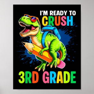 Eerste dag van het 3e leerjaar shirt jongens dinos poster