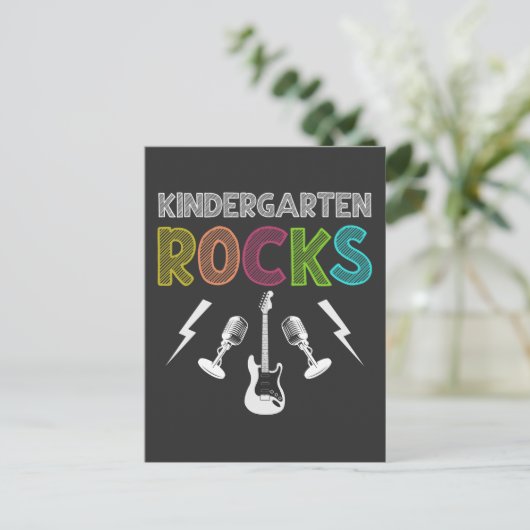 Eerste dag van het Kind Kindergarten Rocks Guitar  Briefkaart (Staand voorkant)