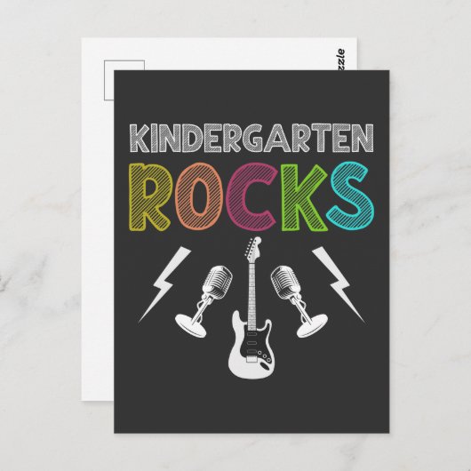 Eerste dag van het Kind Kindergarten Rocks Guitar  Briefkaart (Voorkant / Achterkant)