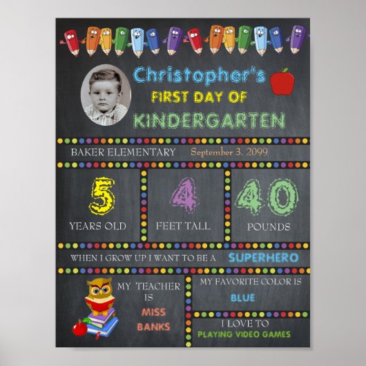 Eerste dag van het kinderbord FOTO, het karton Poster (Voorkant)