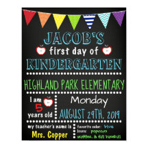 Eerste dag van het Poster Kindergarten-karton
