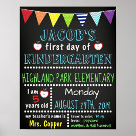 Eerste dag van het Poster Kindergarten-karton
