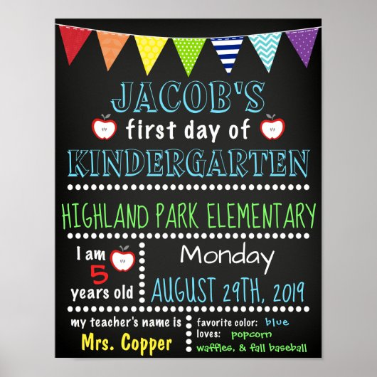 Eerste dag van het Poster Kindergarten-karton (Voorkant)