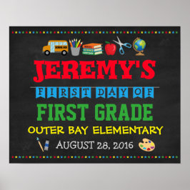 Eerste dag van het Poster van schoolkinderen Foto