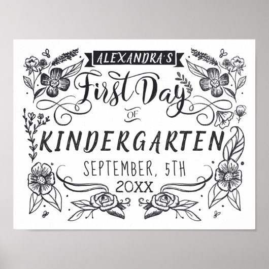 Eerste dag van het schoolbord Kunstwitteken Poster (Voorkant)