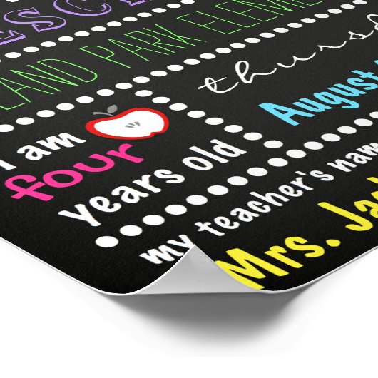 Eerste dag van het schoolbordbord Terug naar schoo Poster (Hoek)