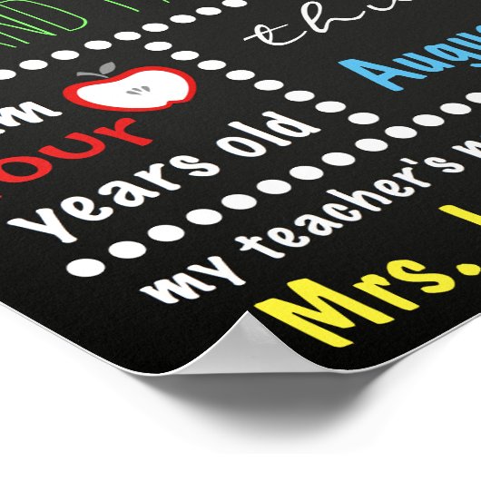 Eerste dag van het schoolbordbord Terug naar schoo Poster (Hoek)