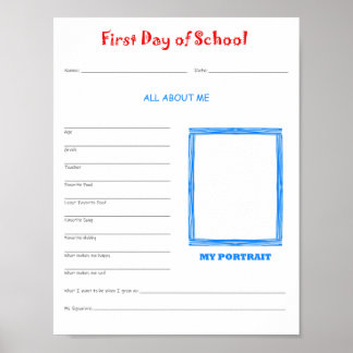Eerste dag van het schoolinterview Printable Downl Poster