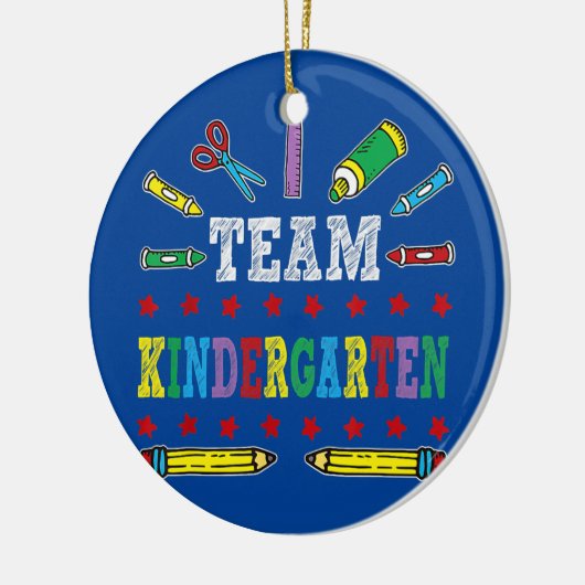 eerste dag van het schoolteam: Kindergartenleraar  Keramisch Ornament (Links)