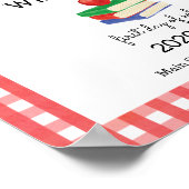 Eerste dag van het schoolteken Gingham Apple Poster (Hoek)