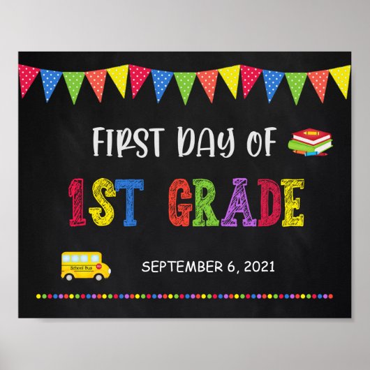 Eerste dag van het schoolteken | Poster van eerste (Voorkant)