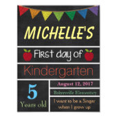 Eerste dag van het schoolteken, schoolbord foto afdruk (Voorkant)