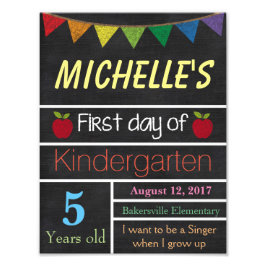 Eerste dag van het schoolteken, schoolbord foto afdruk